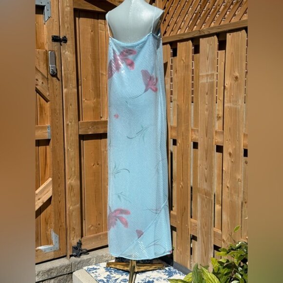 🆕 RAT & BOA 🧿 NWOT Marisol Blue Floral Printed Sequin Shimmer Maxi Dress SzXXL - Picture 6 of 12